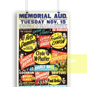 Buddy Holly, Chuck Berry, Fats Domino, Everly Bros. 1957 Concert Poster
