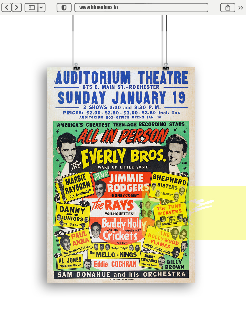 Buddy Holly The Crickets 1958 Concert Poster