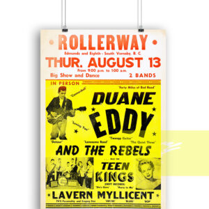 Duane Eddy Rollerway Concert Poster 1959