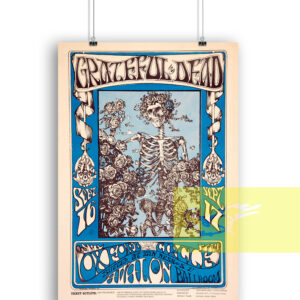 Grateful Dead 1966 Skeleton Roses Concert Poster