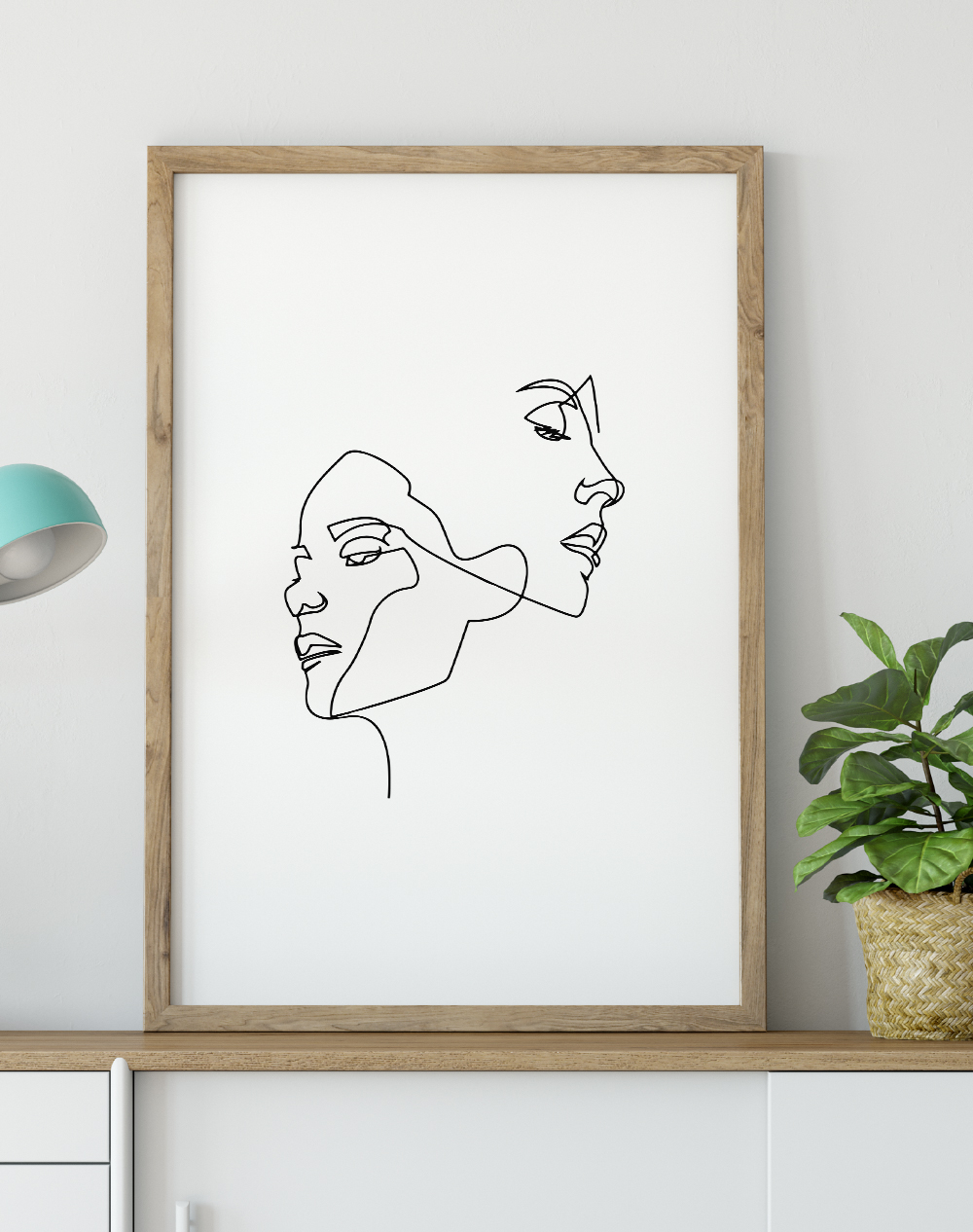 Line Art Drawing of Two Faces