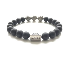 Silver Mat Onyx Black Bracelet
