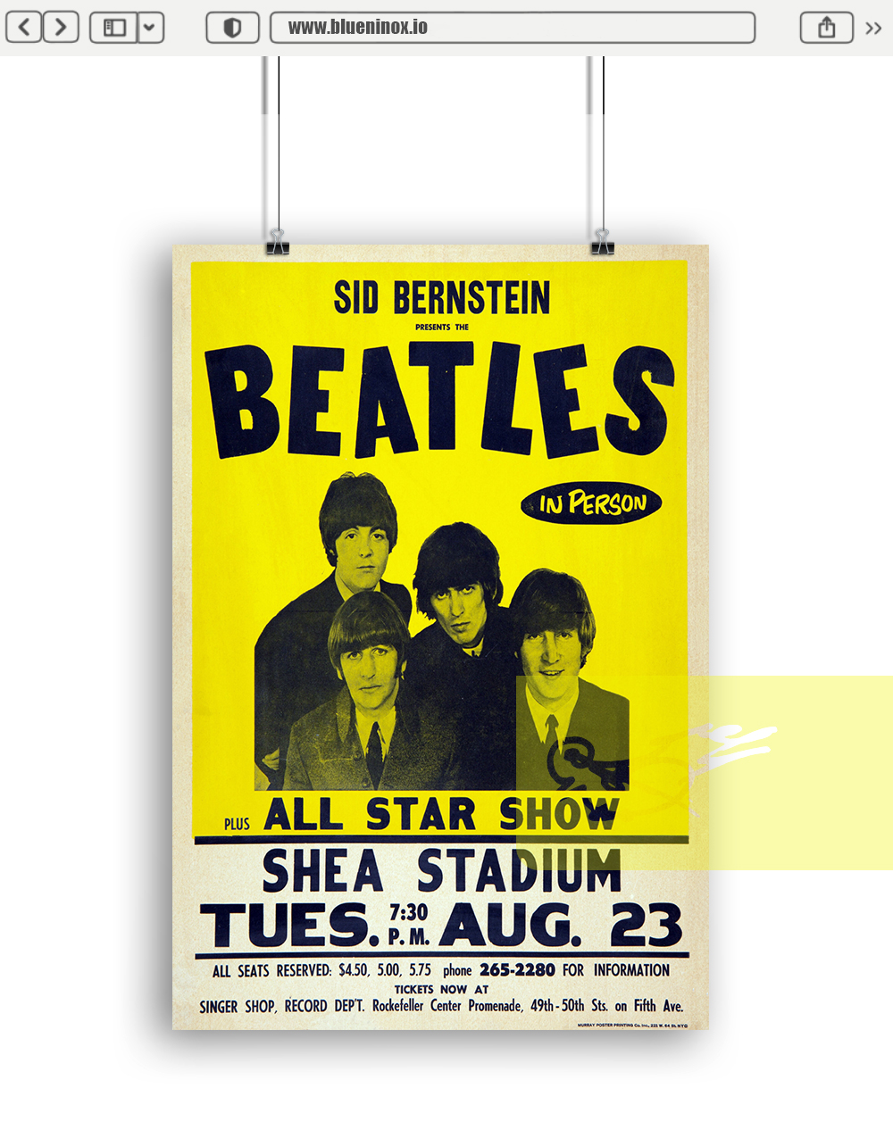 The Beatles 1966 Shea Stadium Concert Poster