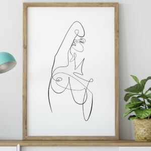 Erotic Woman Art Print Naked Woman Poster Line Art